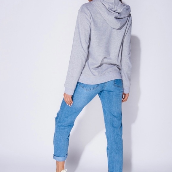 GREY OVERSIZED SWEAT HOODIE - Picture 4 of 8